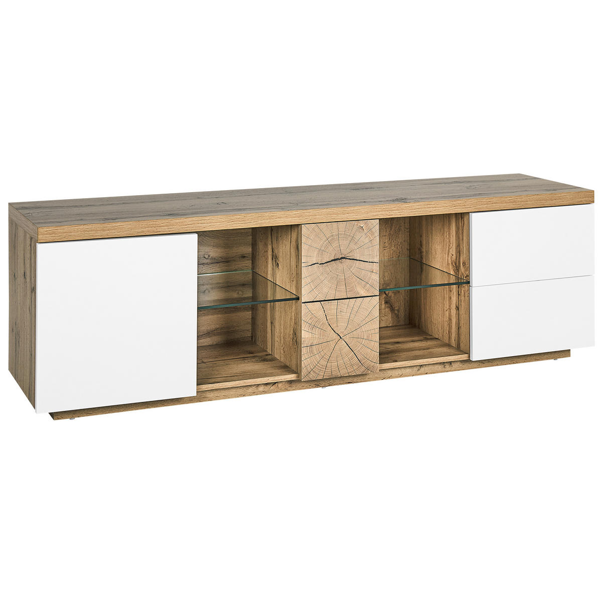 TV-MÖBEL Hellbraun, Weiß FARADA 40/160/52 cm - Hellbraun, Holzwerkstoff (160/52/40cm) - Beliani
