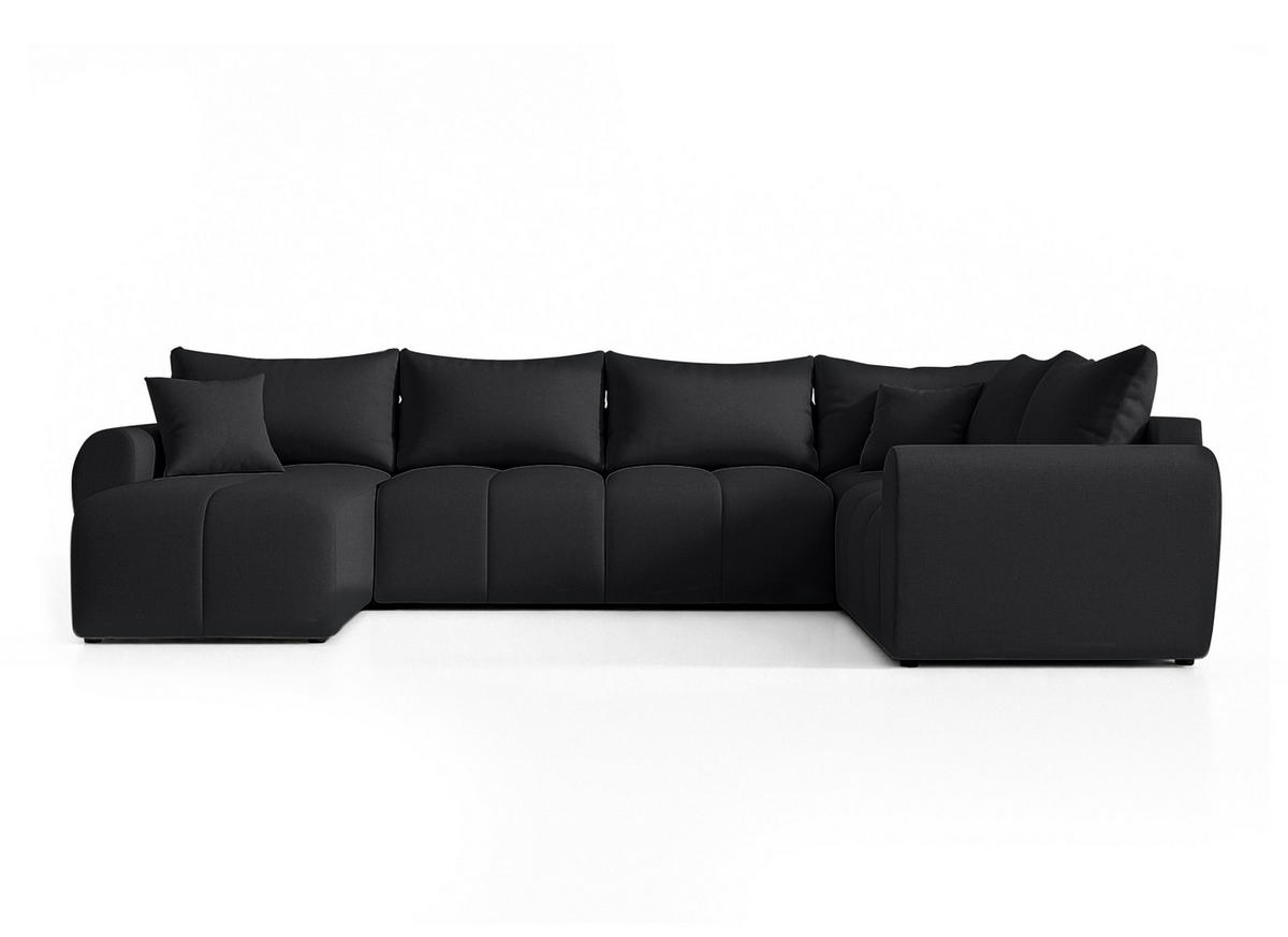 WOHNLANDSCHAFT Malatya U Form MAX Schwarz 311/145/80 cm mit Schlaffunktion - Schwarz, Kunststoff/Textil (208/80/303cm) - AX Living