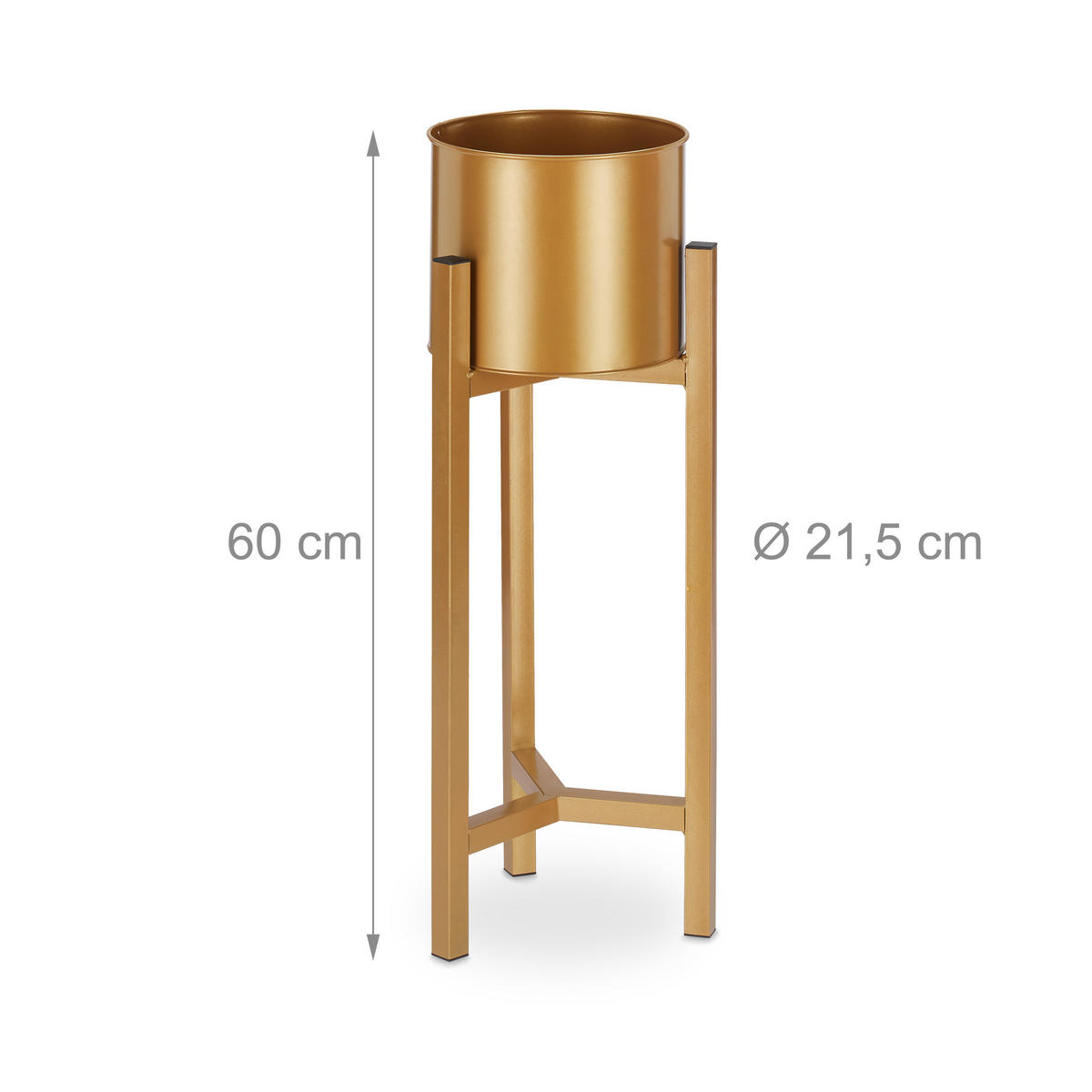 BLUMENTOPF Ständer - Goldfarben, Metall (21.5/60/21.5cm) - Relaxdays
