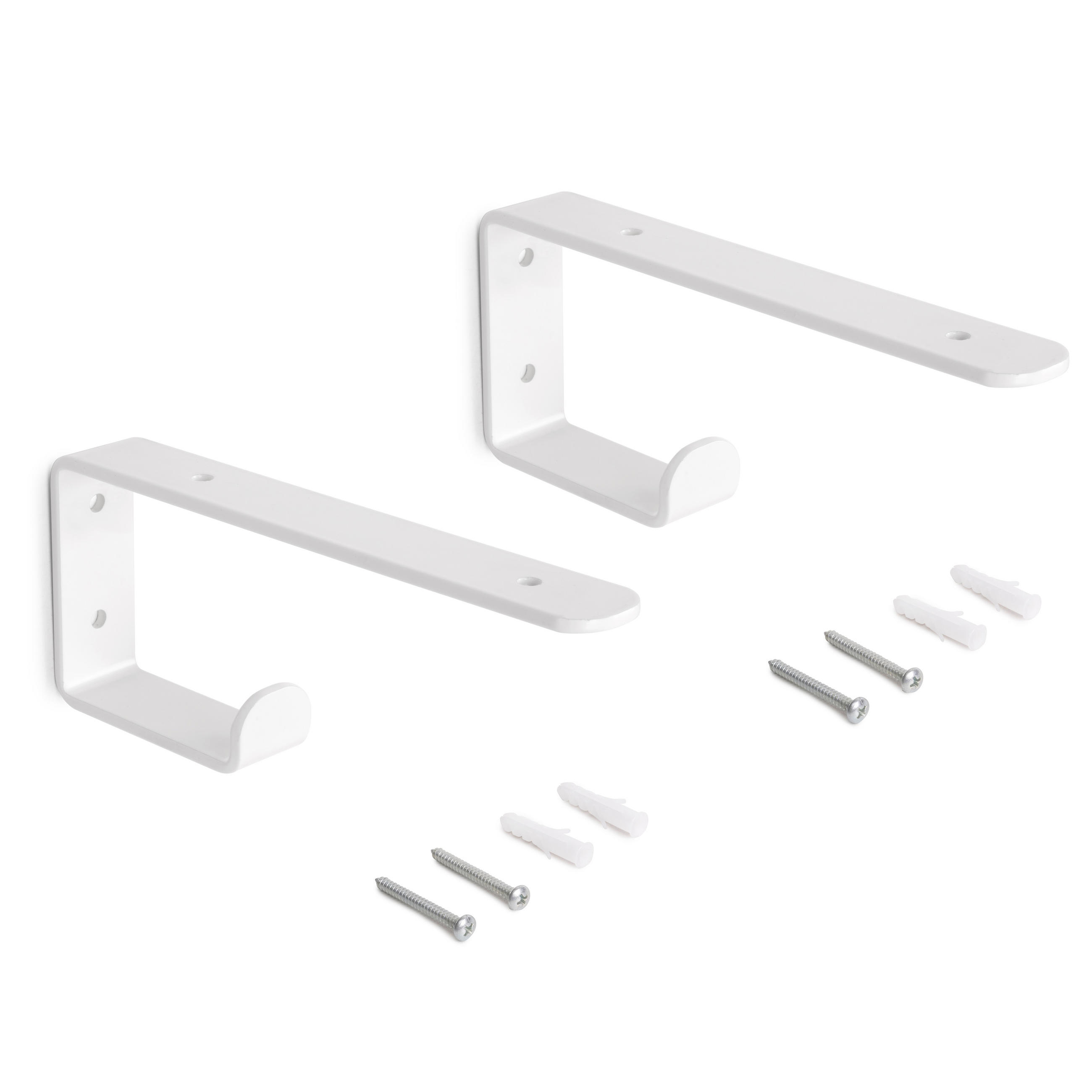 TRÄGER-SET für Regale in Holz Shelf mit integriertem Aufhänger, Stahl, Weiß - Weiß, Metall (3/8/20cm) - EMUCA