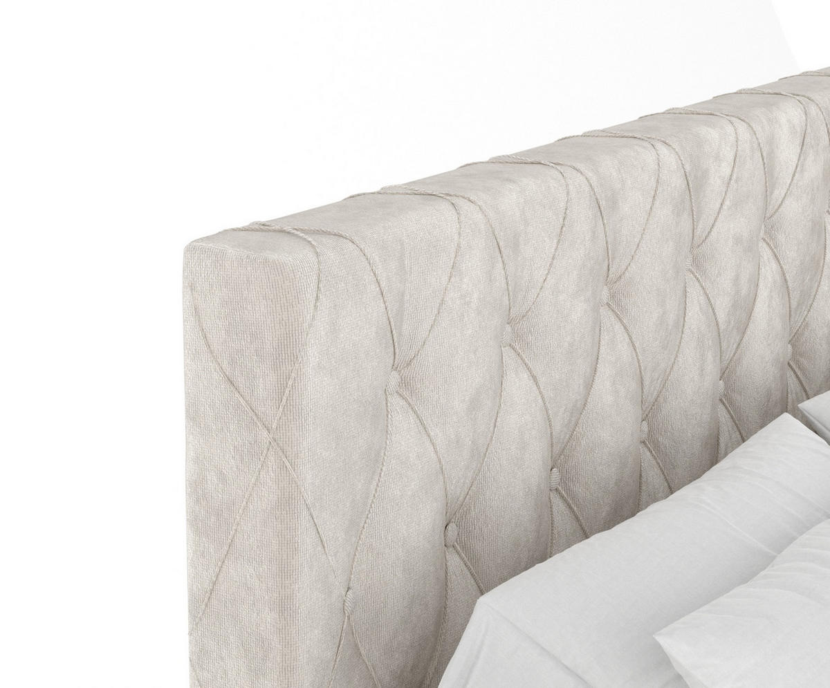 BOXSPRINGBETT Otus Ecru 140/200 cm mit Latex-Topper - Ecru/Silberfarben, Holz/Holzwerkstoff (140/200cm) - Maison de Reve