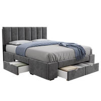 SAMT-POLSTERBETT 140/200 cm in Grau mit Lattenrost und 4 Schubladen - Grau, Textil (140/200cm) - BEAOK