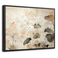 LEINWAND Bilder mit Rahmen - Blumen - Japandi - Wabi sabi - 40x30 - Sandfarben, Textil (40/30cm) - MuchoWow