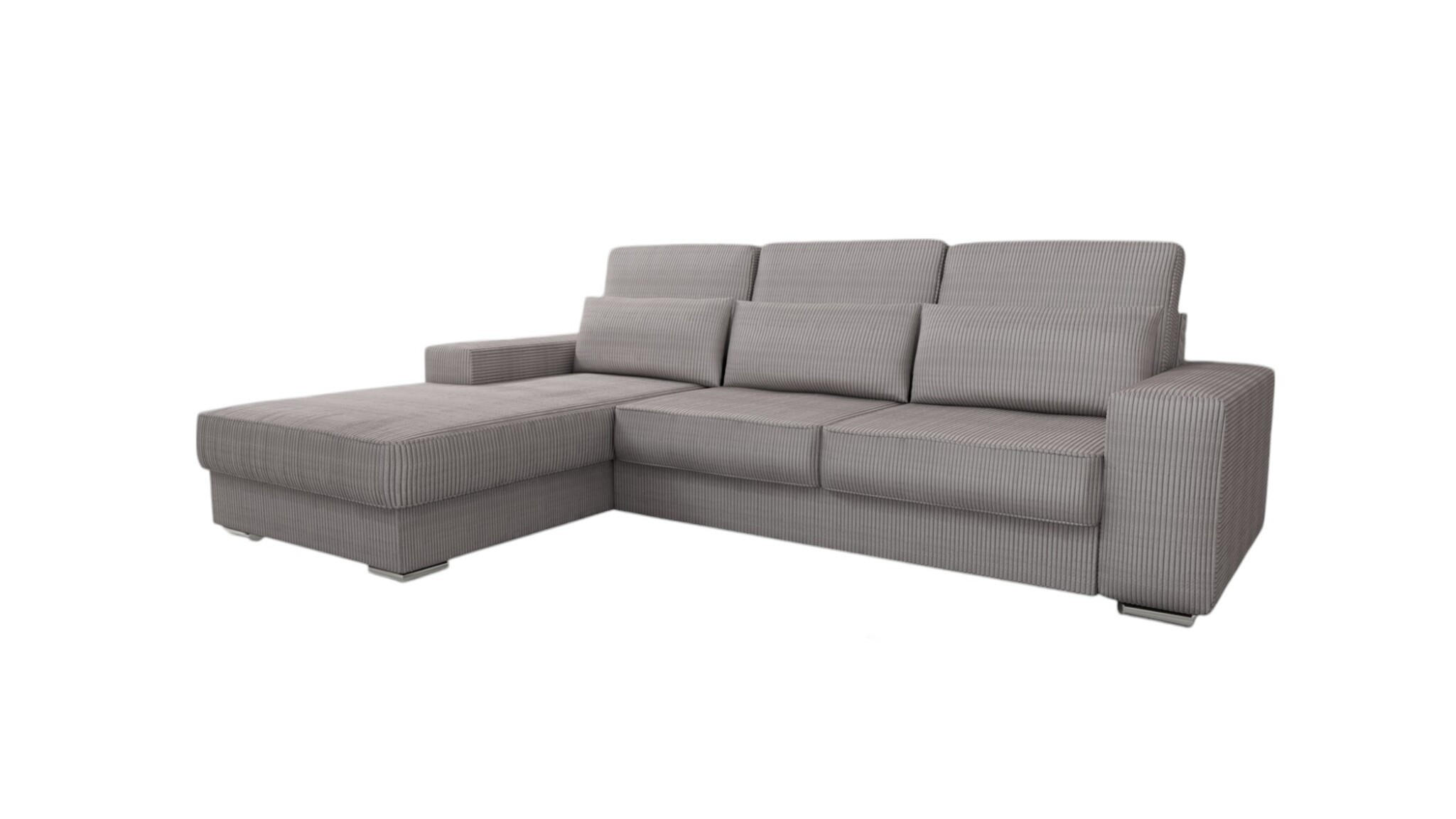 ECKSOFA Nevio In Scala - Graubraun, Holzwerkstoff/Textil (312/202cm) - Fun Möbel