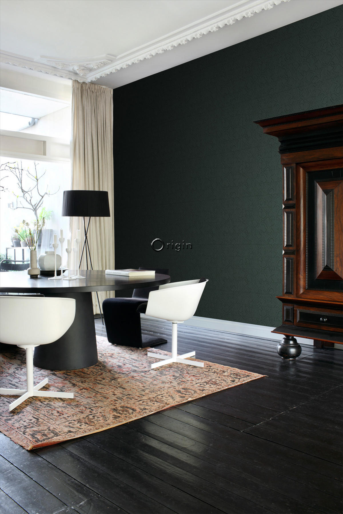 TAPETE Fliesenmuster mit Schlangenhaut-Motiv 53 cm x 10.05 m - Blau, Papier (53/1000cm) - Origin Wallcoverings