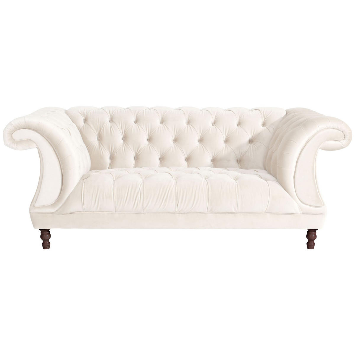 CHESTERFIELD Sofa 2-Sitzer Kaylin Samtvelours creme - Creme, Kunststoff (200/80/100cm) - 58aufmkessel