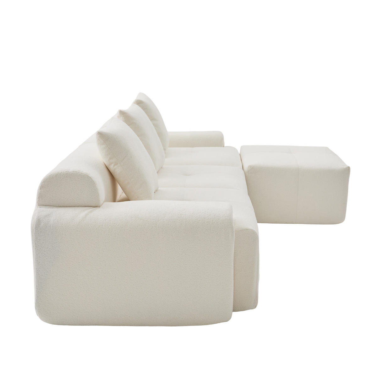ECKSOFA 268/174/81 cm Beige mit Fußbank - Beige, Textil (268/174cm) - Oxeza
