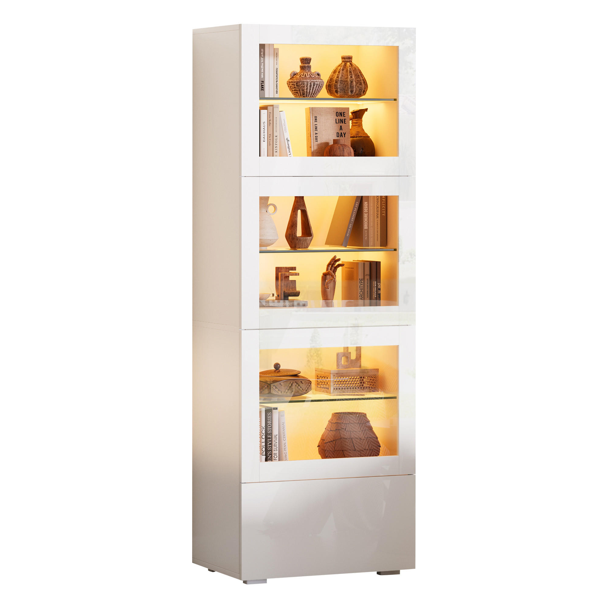 Beauniv Vitrine Weiß 40x173x60 cm