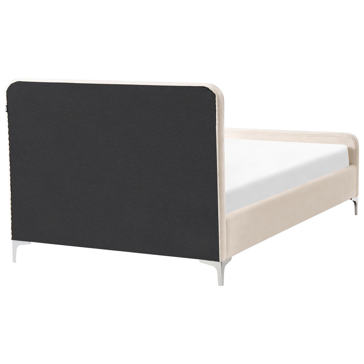 BETT mit Lattenrost 120/200 cm Hellbeige Lunan - Beige/Silberfarben, Textil (120/200cm) - Beliani