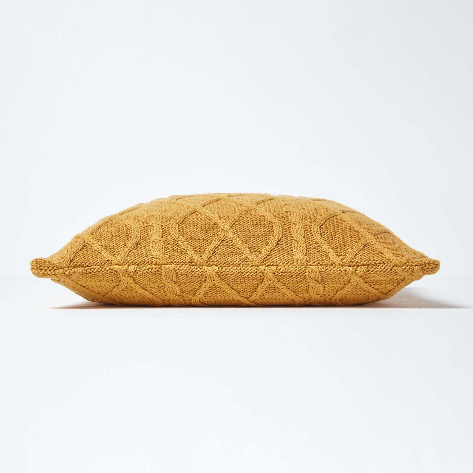 KISSENHÜLLE Strick-Muster 45/45 cm - Dunkelgelb, Textil (45/45cm) - Homescapes