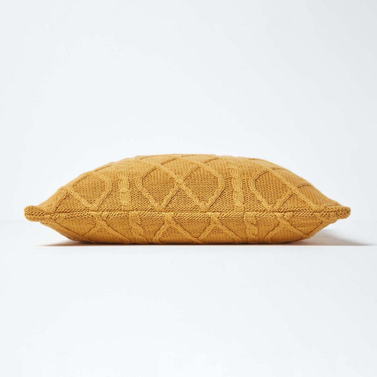 KISSENHÜLLE Strick-Muster 45/45 cm - Dunkelgelb, Textil (45/45cm) - Homescapes