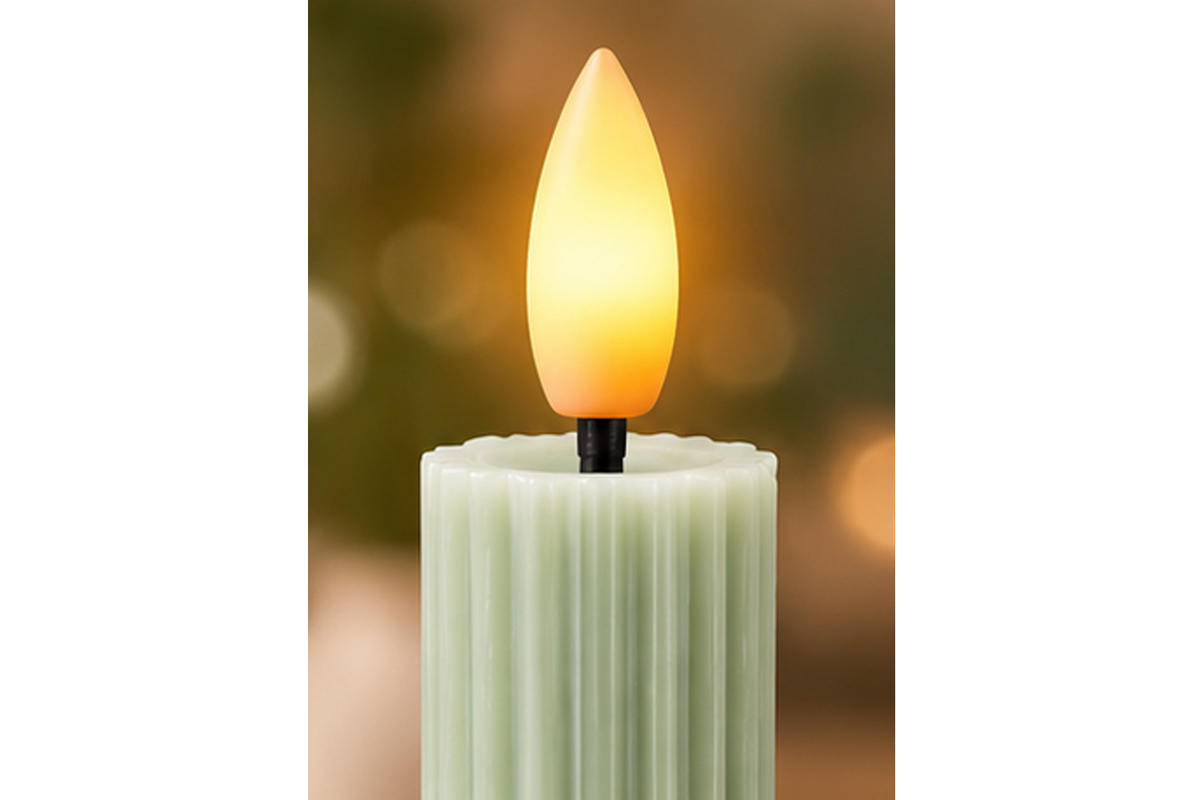 LED-KERZENSET Ø2,2x15,5 cm, Grün - Grün, Naturmaterialien (2.2/2.2/15.5cm) - dasmöbelwerk