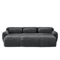 SOFA 291/179/73 cm in Grau mit Ottomans, rahmenlos und besonders weich - Grau, Textil (179/73/291cm) - Flora Grace
