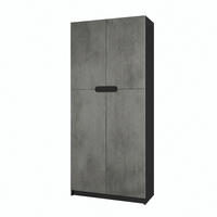 UREDSKI ormar Logan V1 Crna mat/Tamni beton optika (82 x 184 x 37 cm) - tamno siva, drvni materijal (82/184/37cm) - Vladon