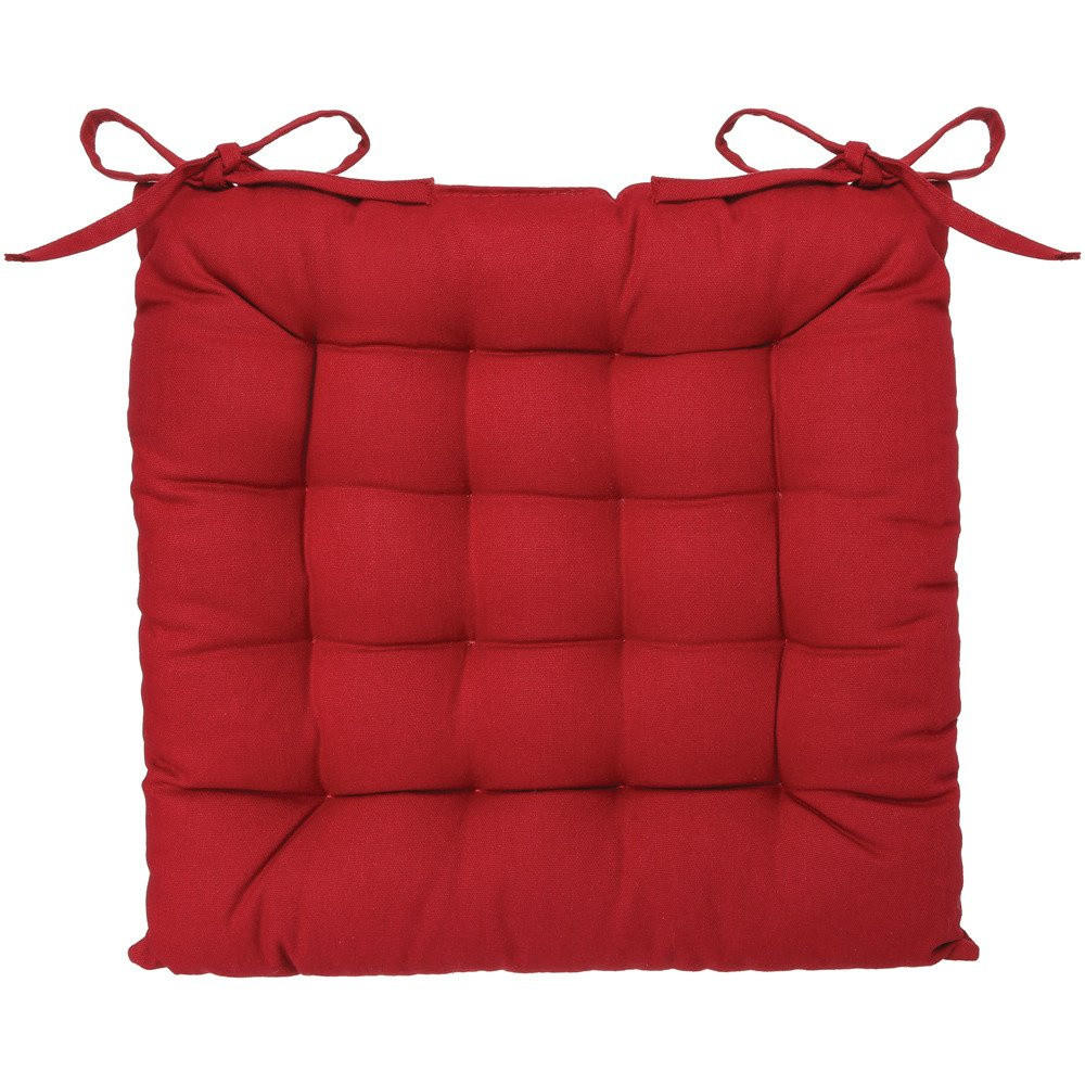 STUHLKISSEN Ziersteppung quadratisch rot - Rot, Naturmaterialien (5.5cm) - Atmosphera Createur d´interieur
