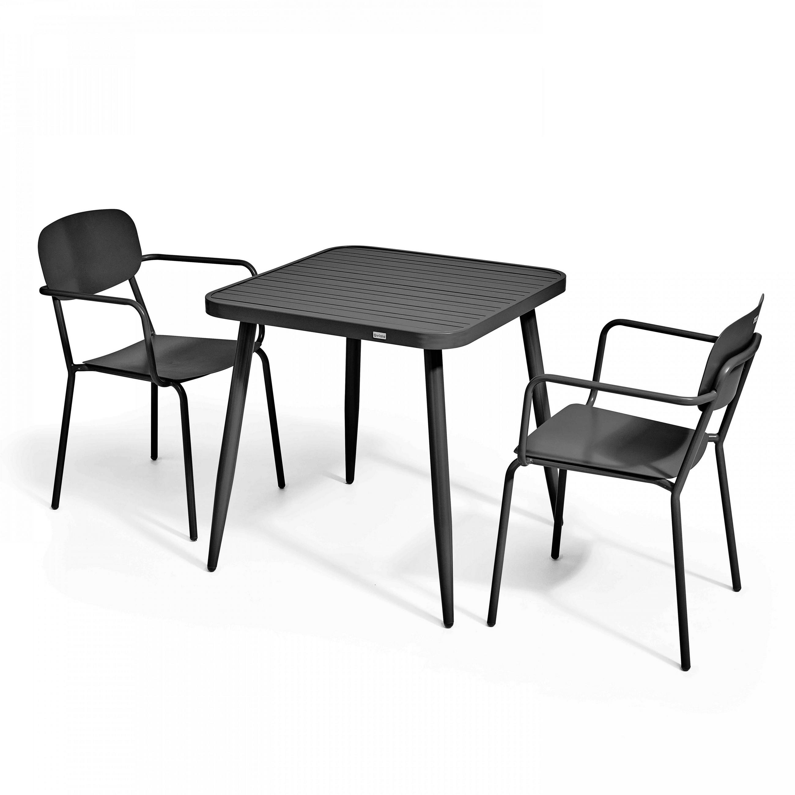 GARTENSET 3-tlg., Grau/Schwarz - Schwarz, Metall - Oviala