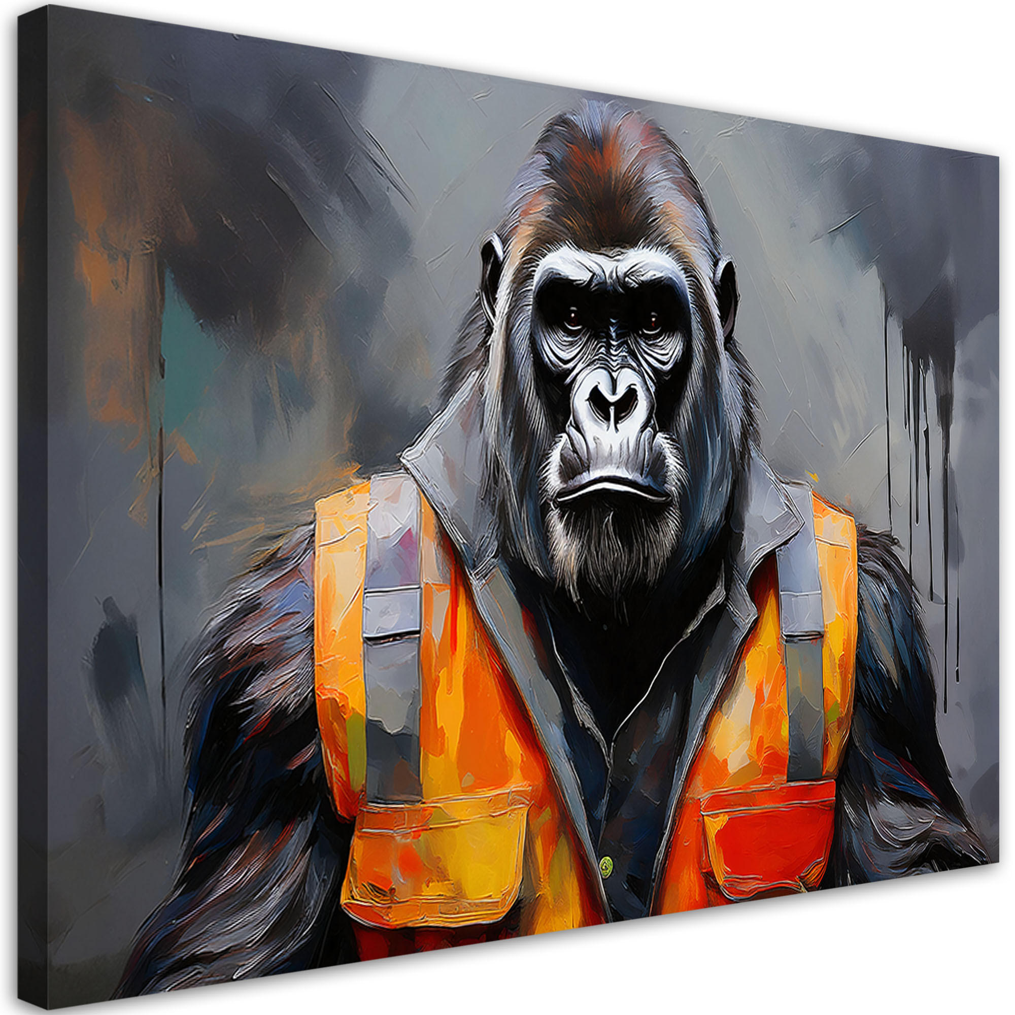 WANDBILD gorilla arbeiter abstraktion - Grau, Textil (60/40cm) - Feeby