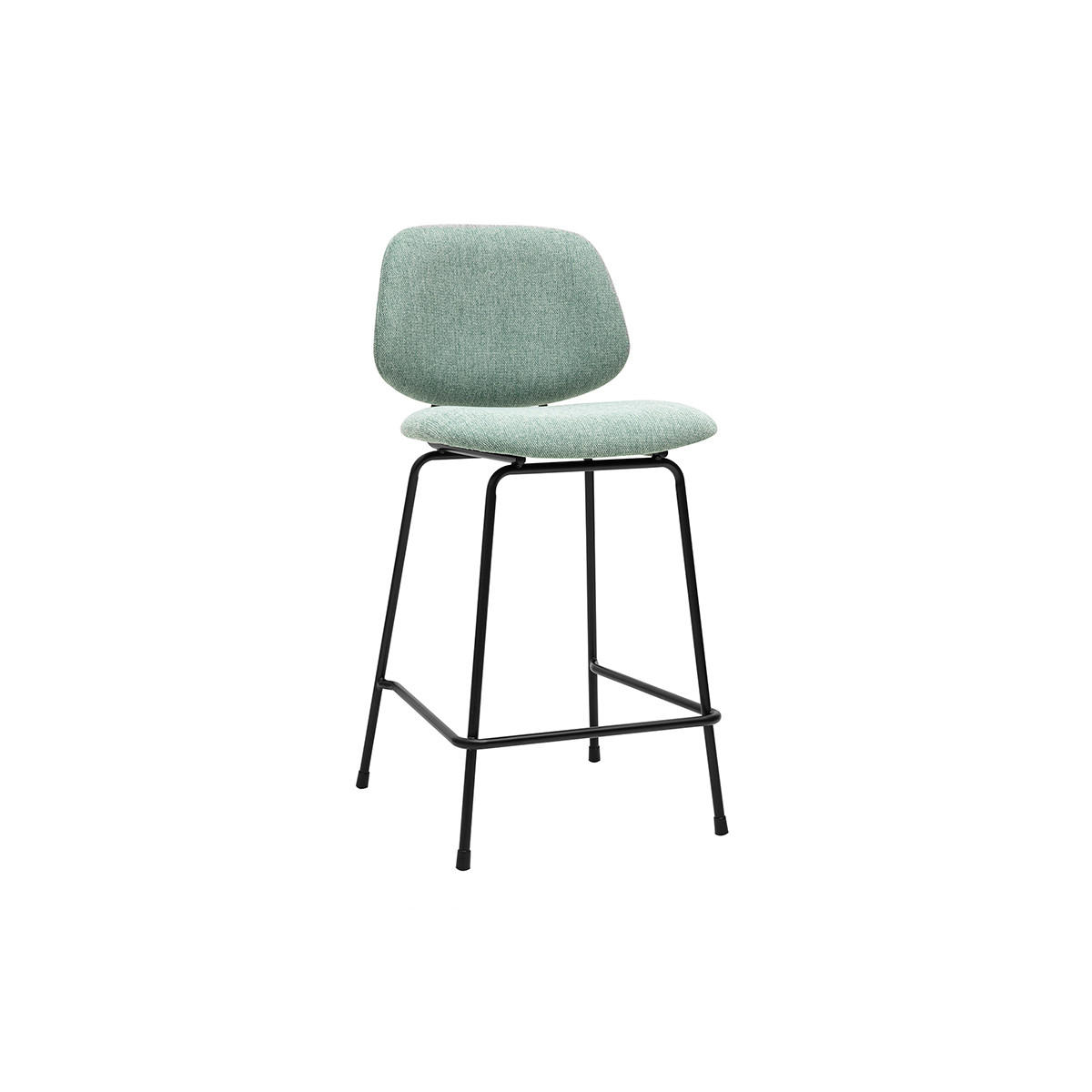 BARHOCKER aus Samt-Effekt-Textil in Celadon-Grün und Metall H66.5 cm BARNET (2er-Set) - Salbeigrün, Textil (52/94.5/46cm) - Miliboo