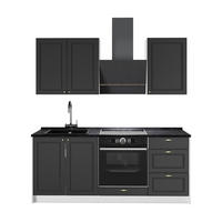 SINGLEKÜCHE Fame-Line, Anthrazit-Gold Landhaus/Weiß, 190 cm, AP Anthrazit - Anthrazit/Weiß, Holzwerkstoff (190/206.8/60cm) - Vicco