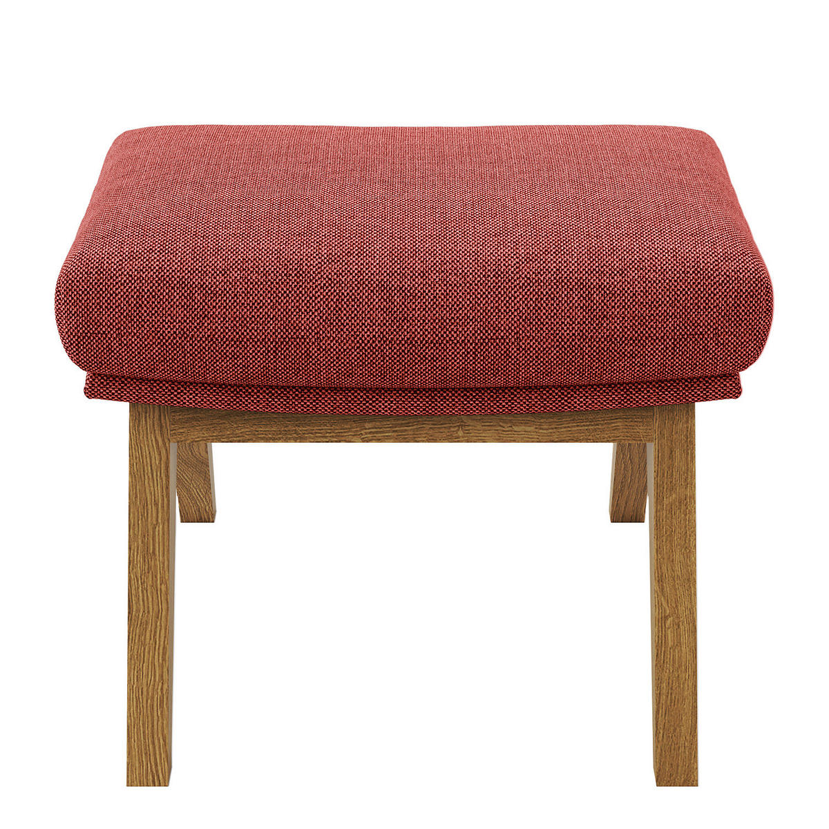 HOCKER mit Holzfüßen - Eichefarben/Rot, Eichenholz/Textil (54/41/41cm) - home24