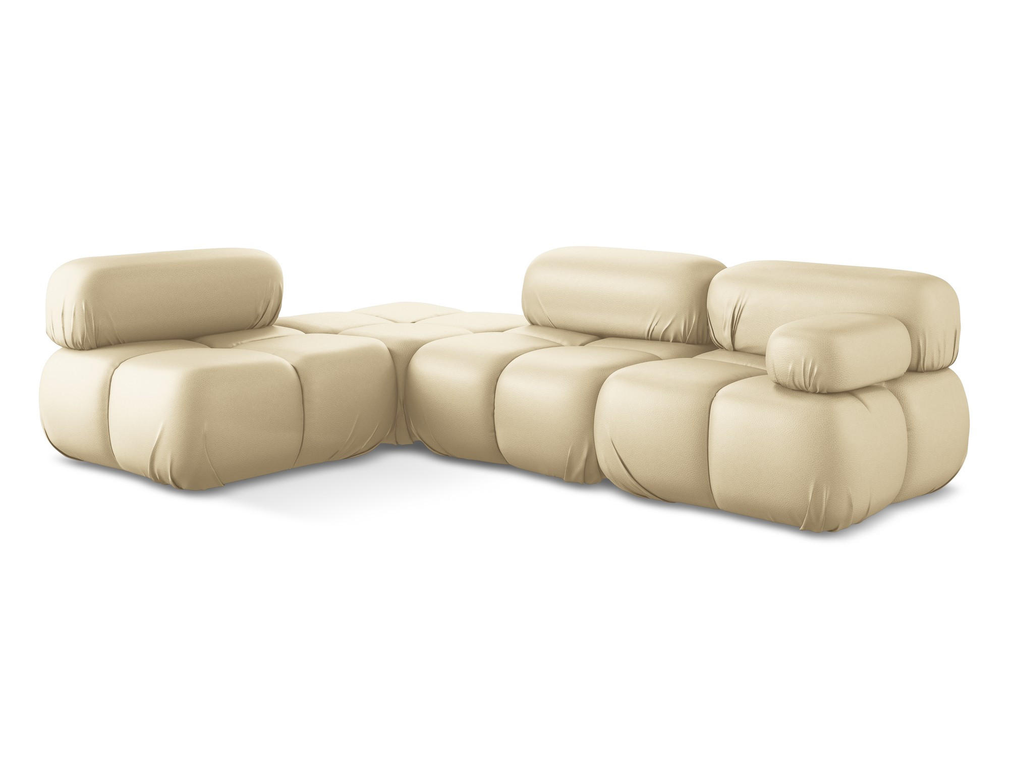 ECKSOFA Links Kunstleder Beige - Beige/Schwarz, Leder/Kunststoff (190/285cm) - Makamii
