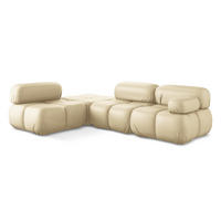 ECKSOFA Links Kunstleder Beige - Beige/Schwarz, Leder/Kunststoff (190/285cm) - Makamii