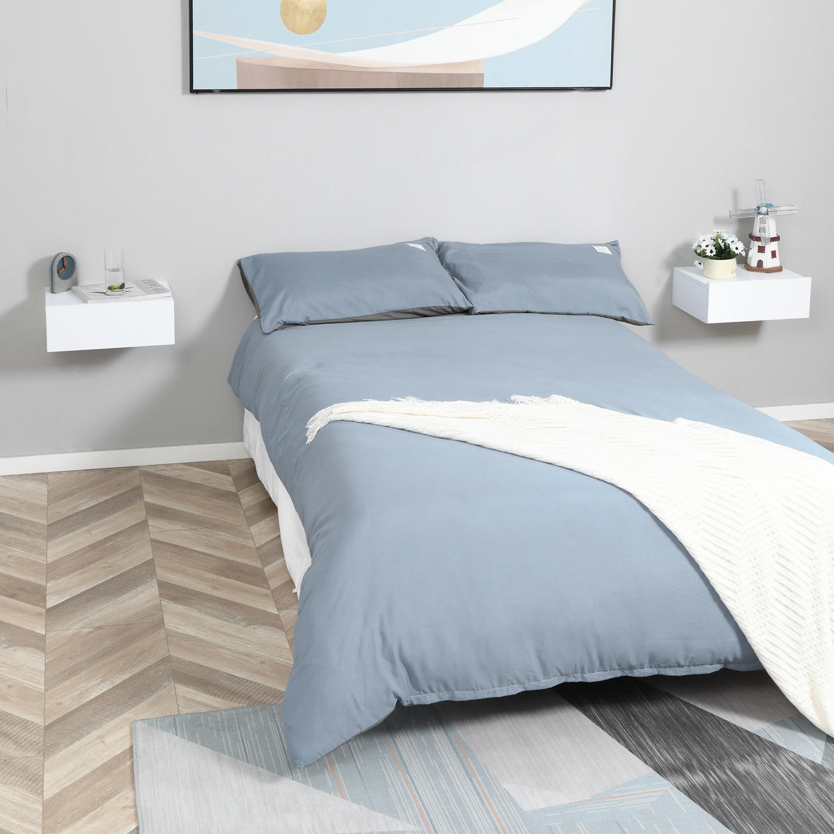 NACHTTISCH Weiß Spanplatte wandhängend mit Schublade 2er-Set - Weiß, Holzwerkstoff (40/15/30cm) - PANGIVO