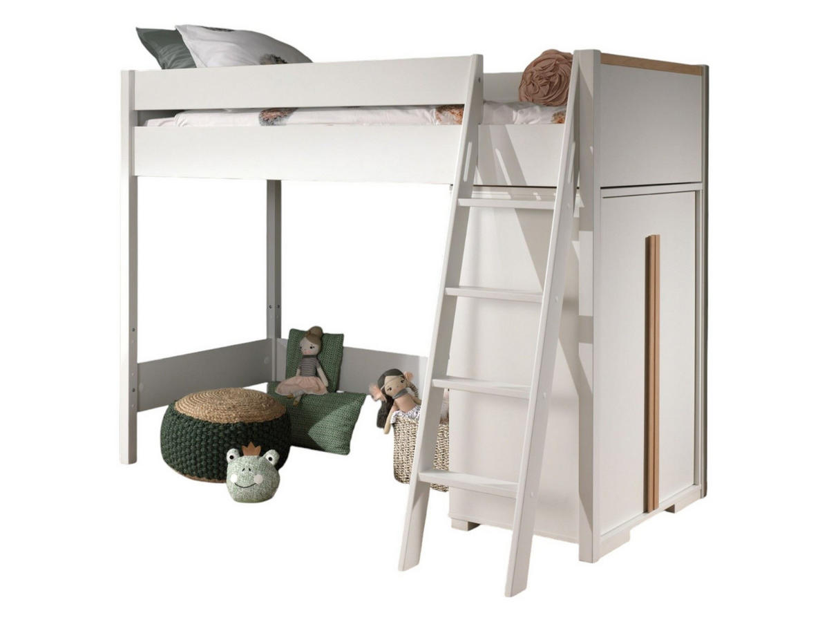 KINDERZIMMER Set Kariotta 1 Holzwerkstoff + Massivholz Weiß/Buche - Weiß, Holz (210/160/110cm) - 58aufmkessel
