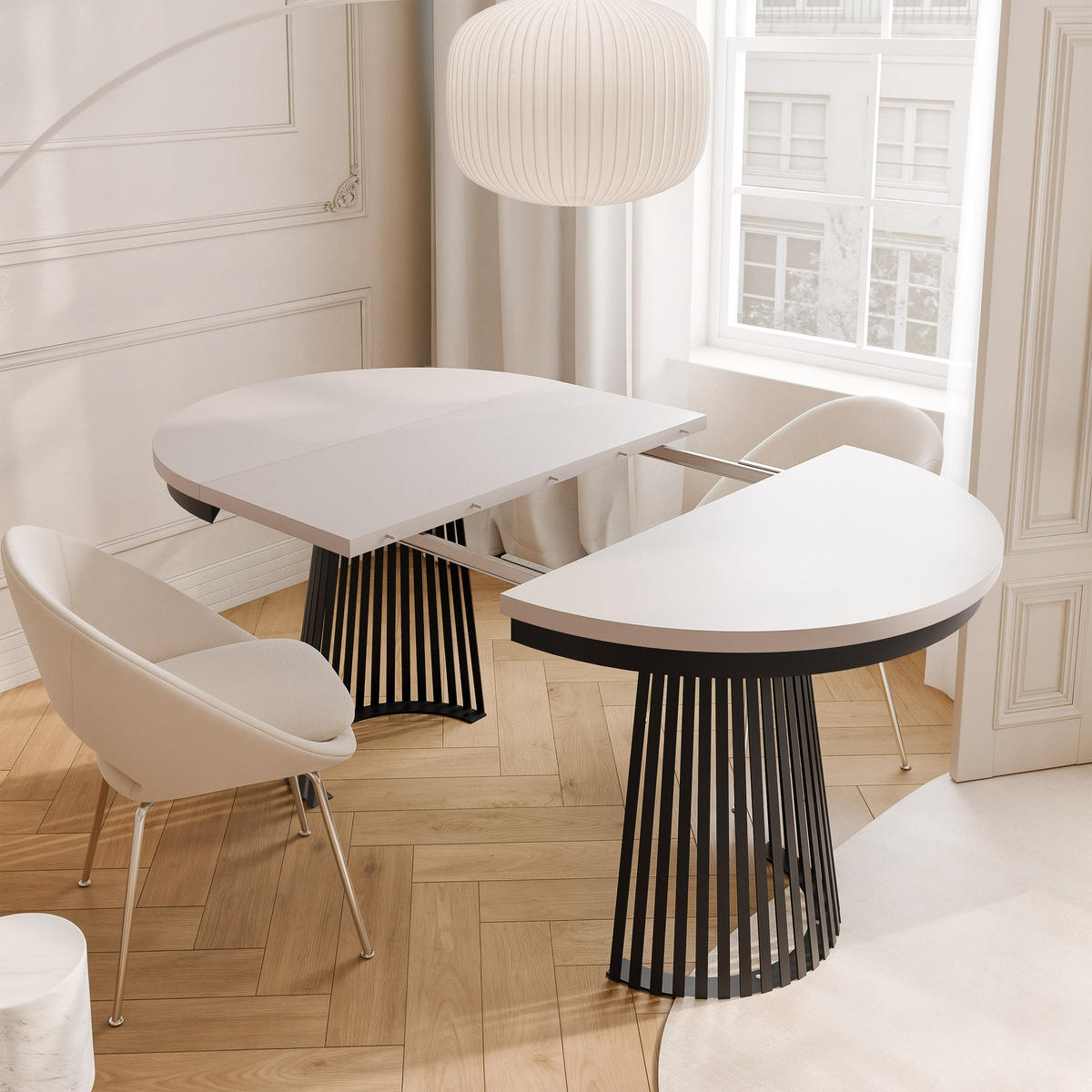 AUSZIEHTISCH AUREA 100-180/75 cm, Schwarz / Kaschmir - Kaschmir/Schwarz, Holzwerkstoff/Metall (100/100/75cm) - Idohome