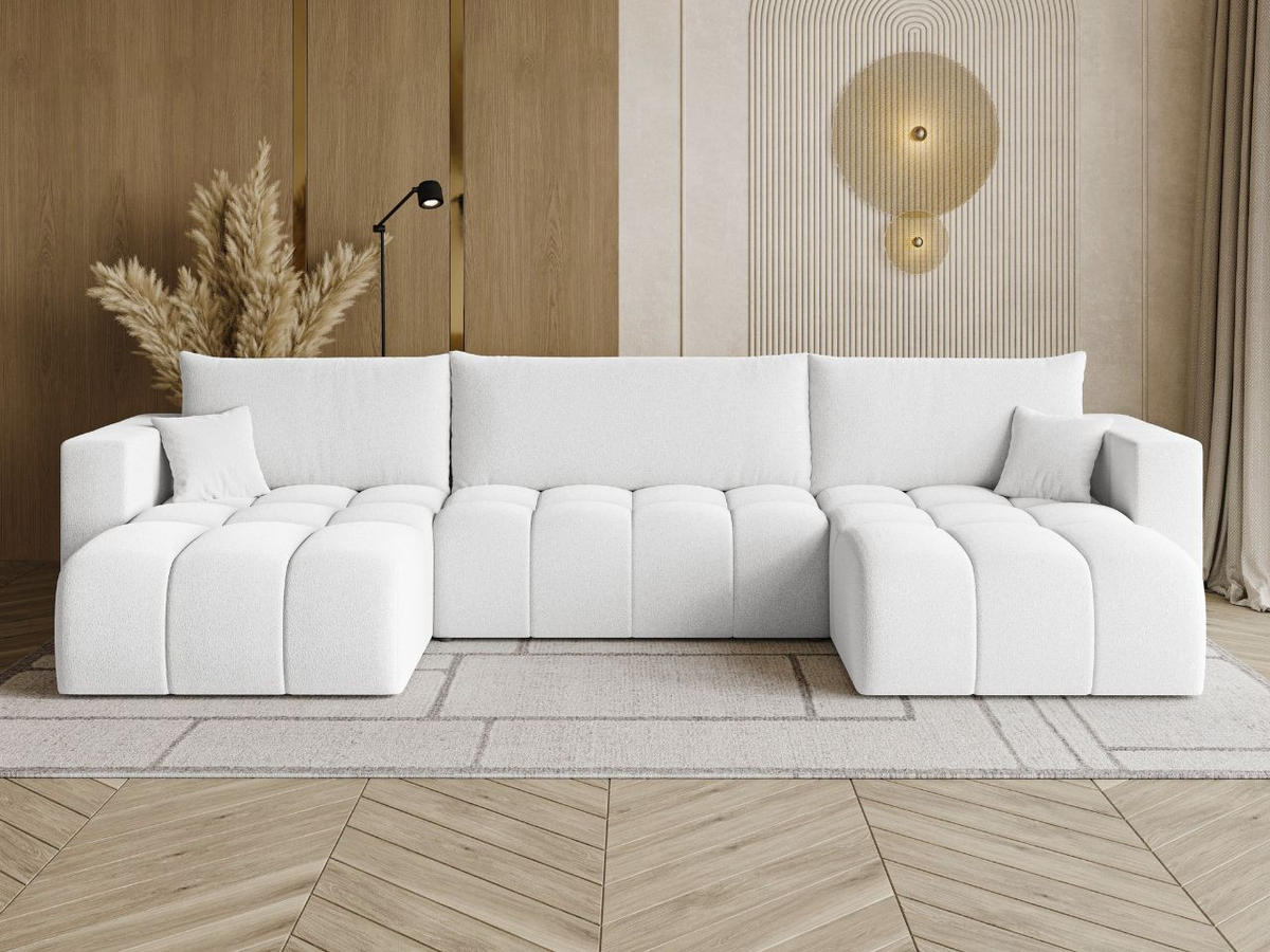 ECKSOFA U Neva Weiß - Weiß, Holz/Textil (370/170cm) - Graingold