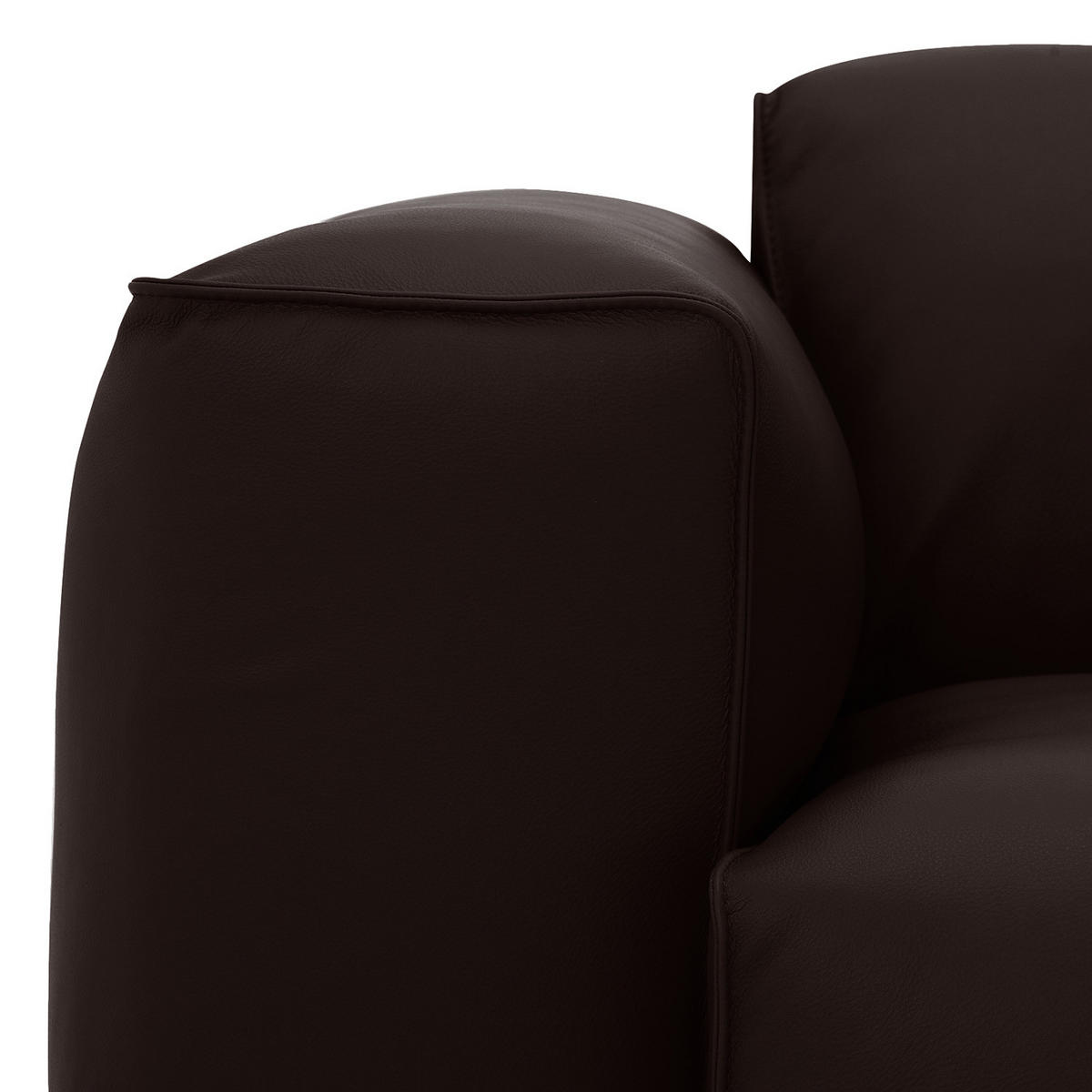 ECKSOFA mit Chaiselongue - Dunkelbraun/Schwarz, Leder/Kunststoff (290/173cm) - home24