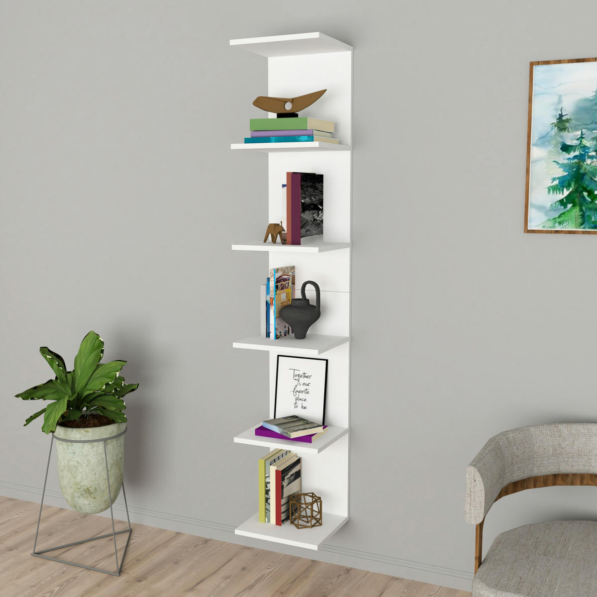 WANDREGAL Surahammar - Weiß, Holzwerkstoff (34.5/180/30cm) - [en.casa]