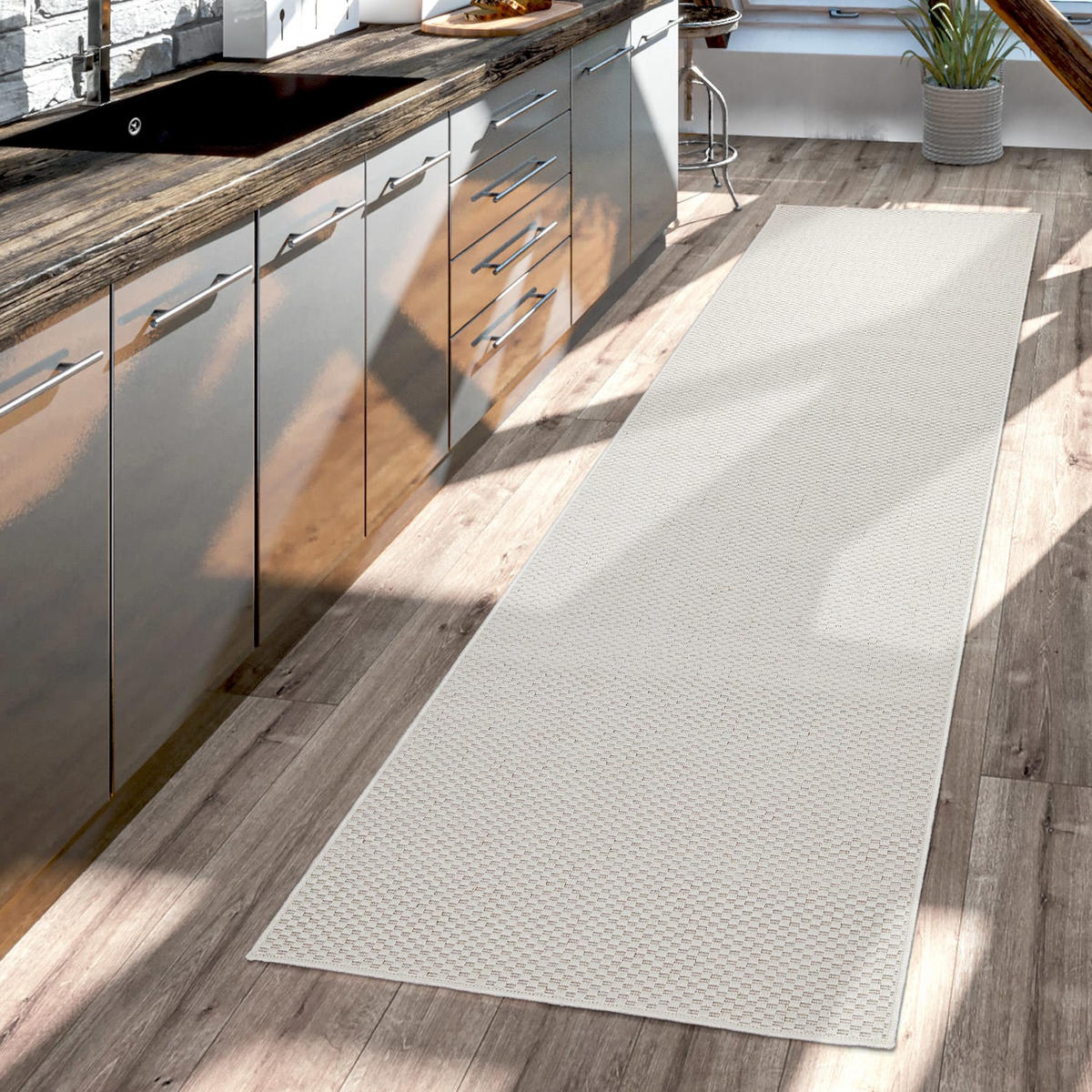 OUTDOORTEPPICH Elfenbein 140 x 200 cm - Weiß, Kunststoff (140/200cm) - TT Home