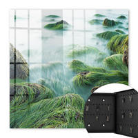 SCHLÜSSELBOX Schwarz 30x30 cm- Türöffnung nach rechts - Grüne Wellen - Grün, Metall (30/30/5cm) - TULUP