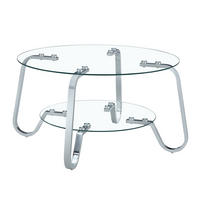 COUCHTISCH 2-stufig rund Metall Silber mit Glas - Grau, Metall (80/80/45cm) - Meubliv