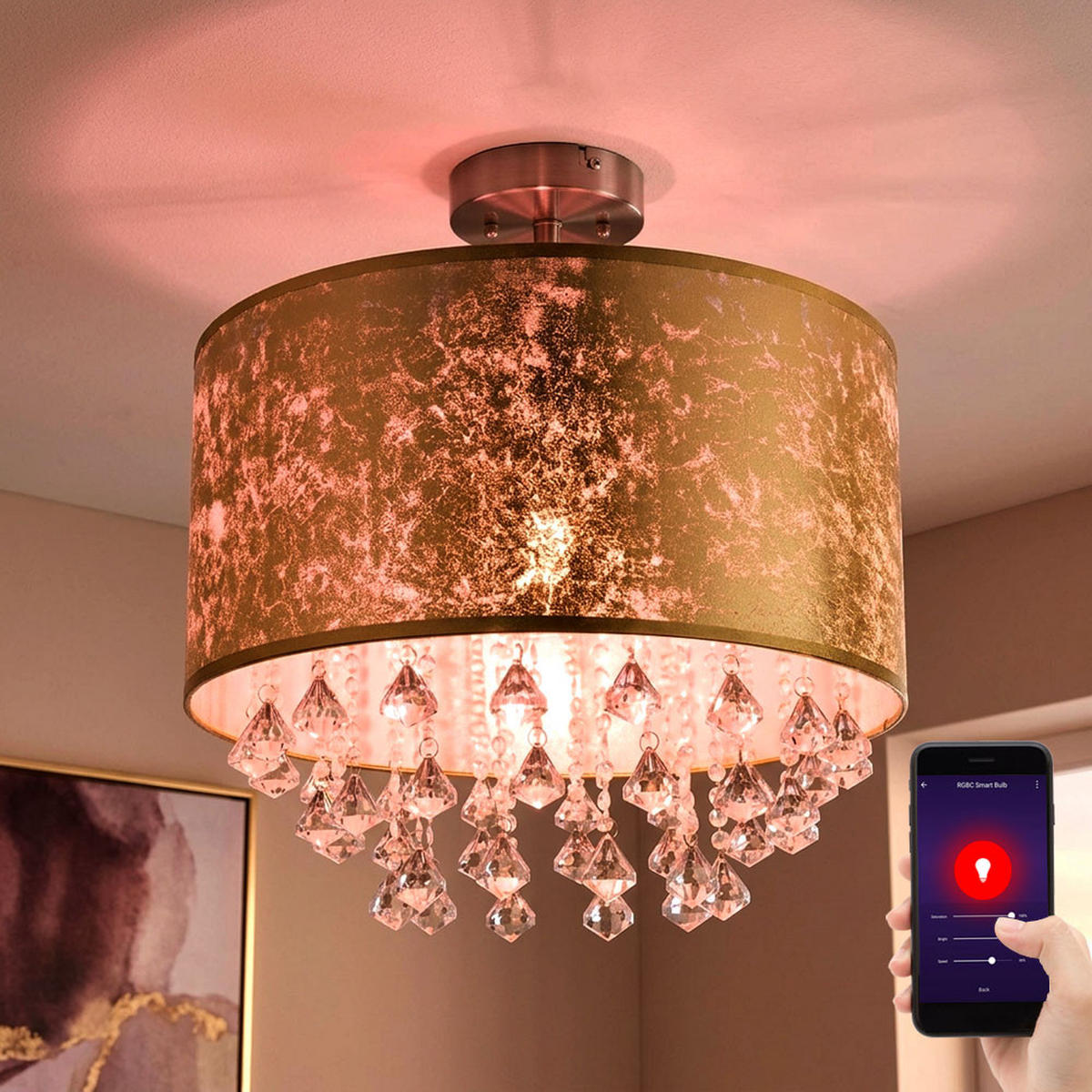 LED DECKENLEUCHTE Metall Gold - Goldfarben, Metall (30/30/31cm) - Globo Lighting