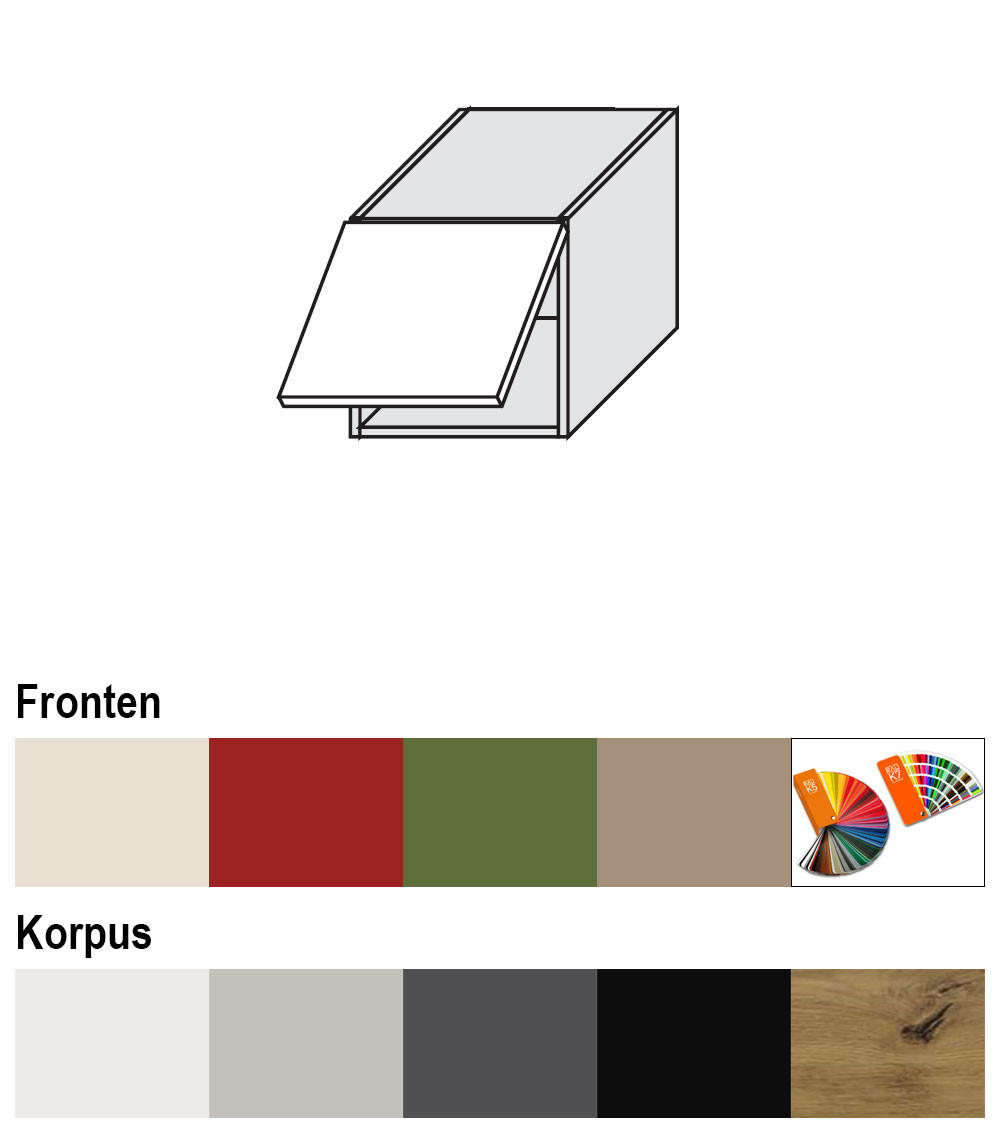 KLAPPHÄNGESCHRANK Brerra W4B/30 RAL 3002 karminrot Hochglanz / Weiß 30 / 32,5 / 36cm - Rot/Weiß, Holz/Holzwerkstoff (30/36/32.5cm) - Feldmann-Wohnen