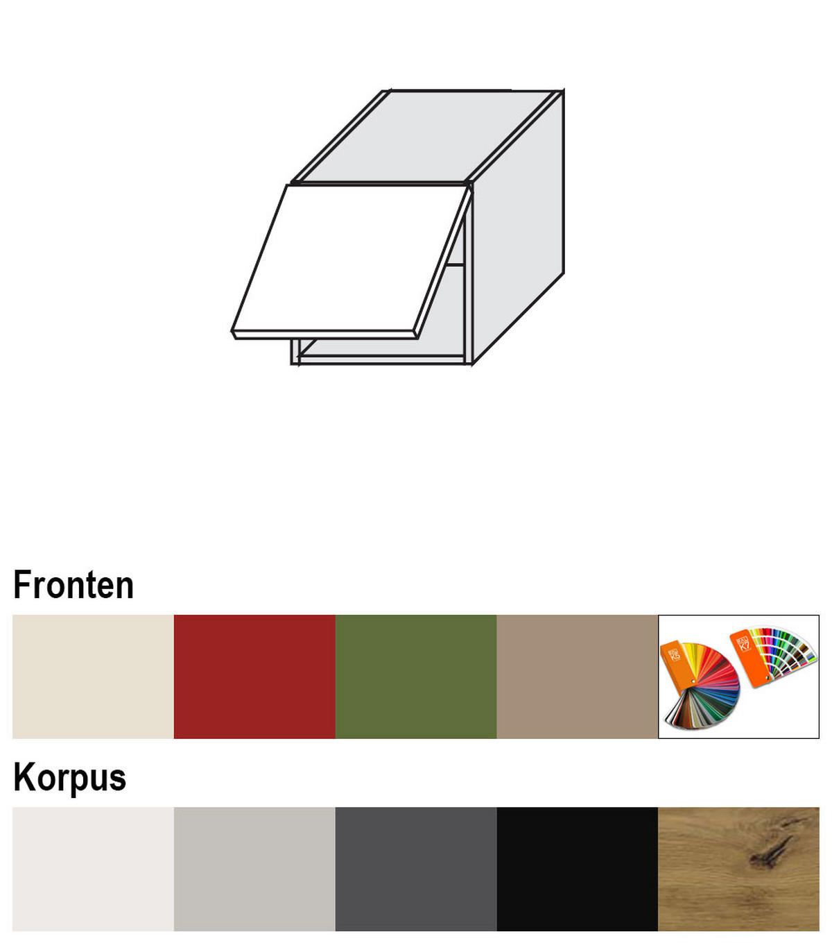 KLAPPHÄNGESCHRANK Brerra W4B/30 RAL 3002 karminrot Hochglanz / Weiß 30 / 32,5 / 36cm - Rot/Weiß, Holz/Holzwerkstoff (30/36/32.5cm) - Feldmann-Wohnen