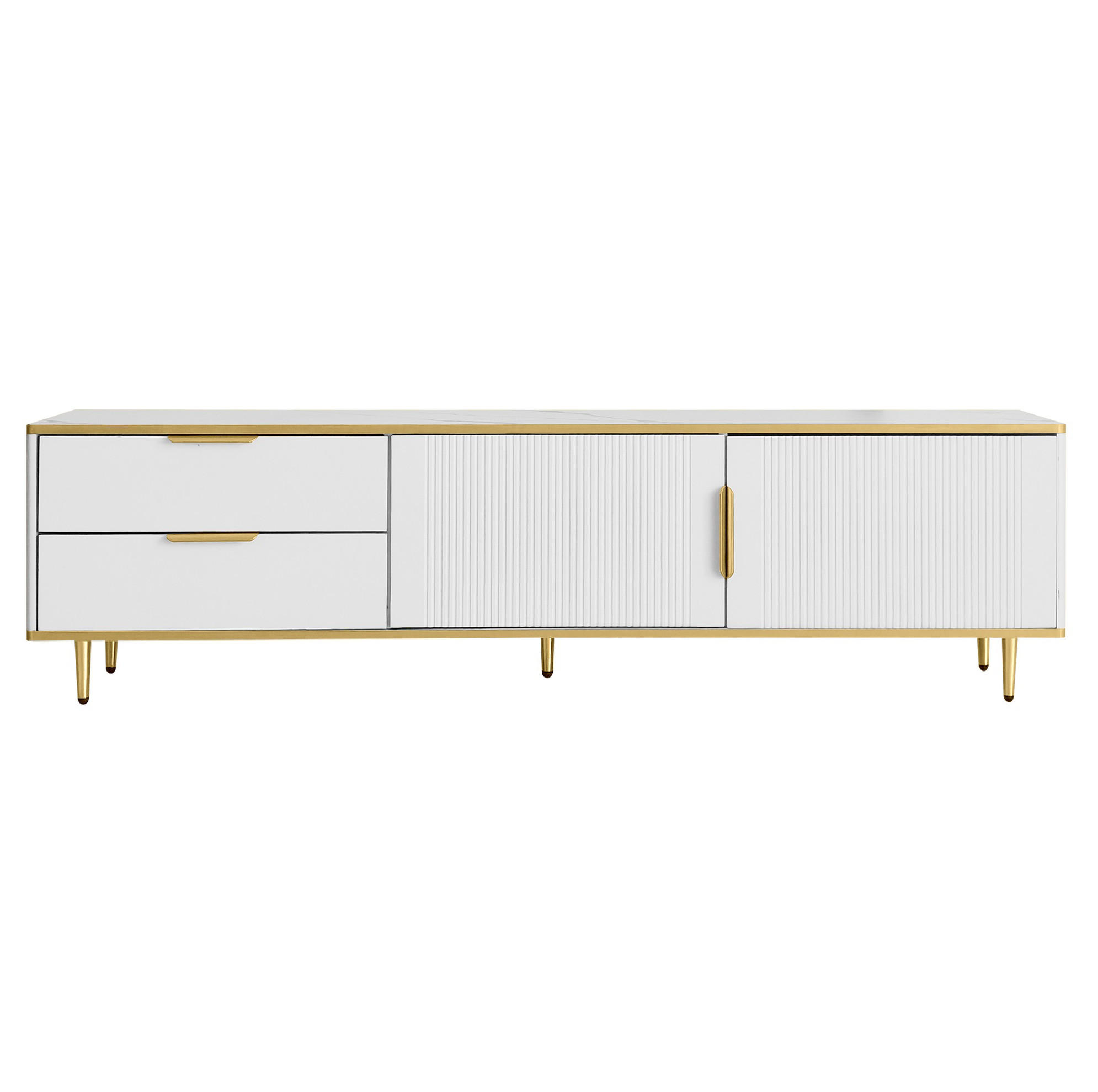 TV-SCHRANK mit 2 Schubladen 170 x 37 x 45 cm Weiß Gold - Weiß, Holzwerkstoff (37/45/170cm) - Beauniv