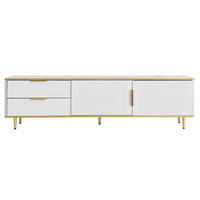 TV-SCHRANK mit 2 Schubladen 170 x 37 x 45 cm Weiß Gold - Weiß, Holzwerkstoff (37/45/170cm) - Beauniv
