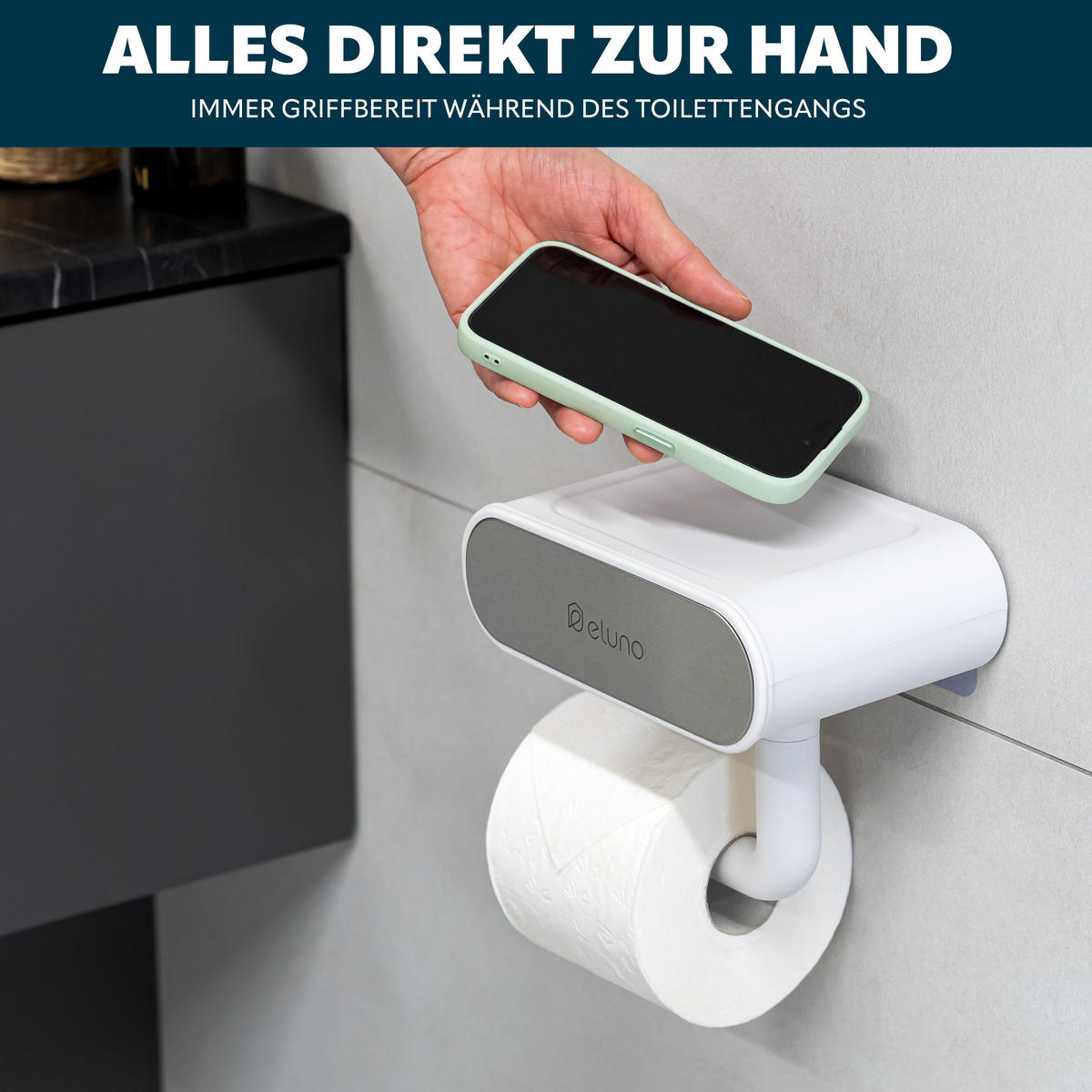 TOILETTENPAPIERHALTER, Cremeweiß - Creme, Kunststoff (19/16/12.5cm) - eluno