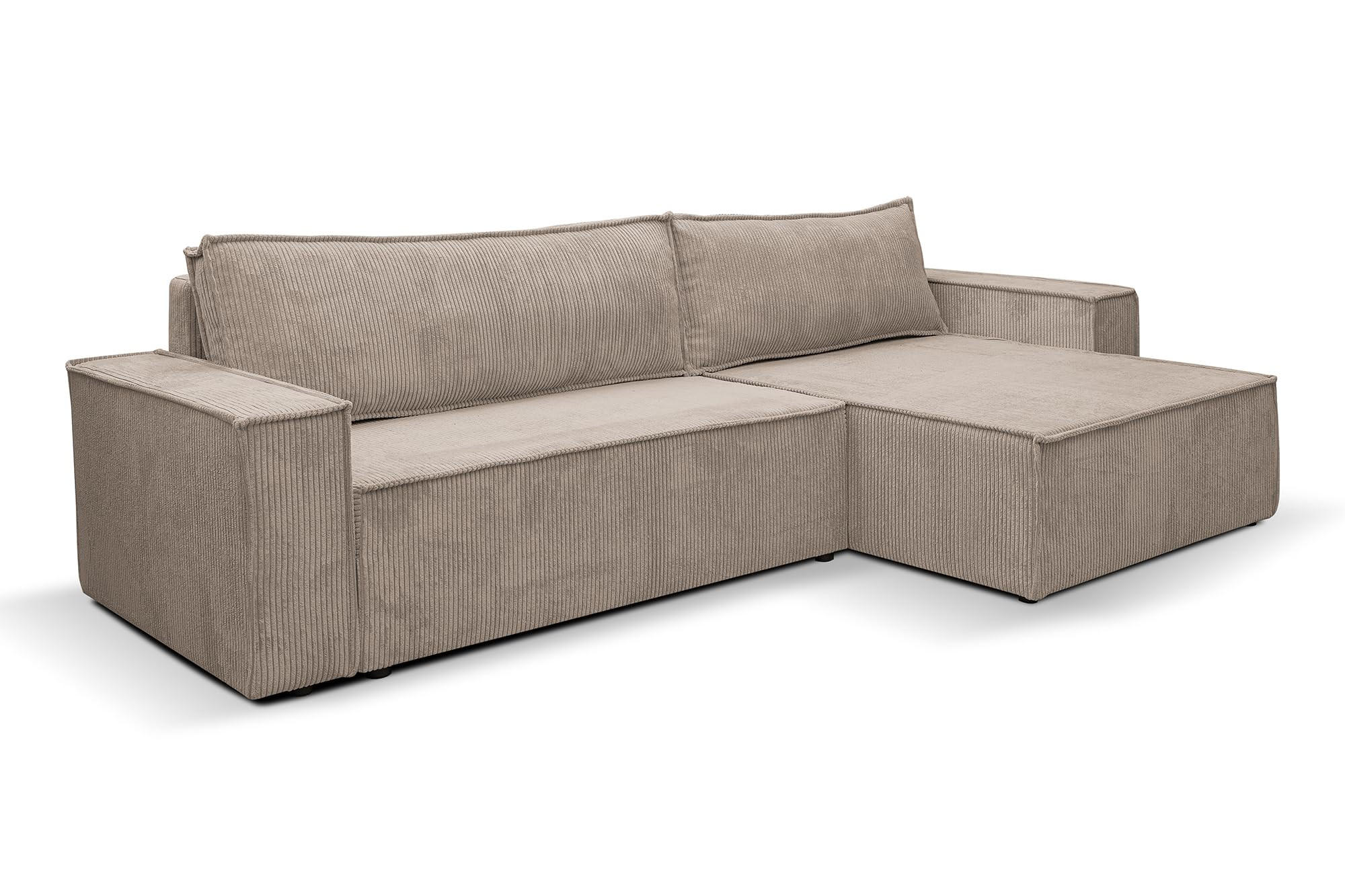 ECKSOFA HUGO XL Schlaffunktion und Bettkasten Cord-Stoff (Braun) - Braun, Textil (274/142cm) - VENASI MÖBEL