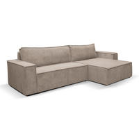 ECKSOFA HUGO XL Schlaffunktion und Bettkasten Cord-Stoff (Braun) - Braun, Textil (274/142cm) - VENASI MÖBEL