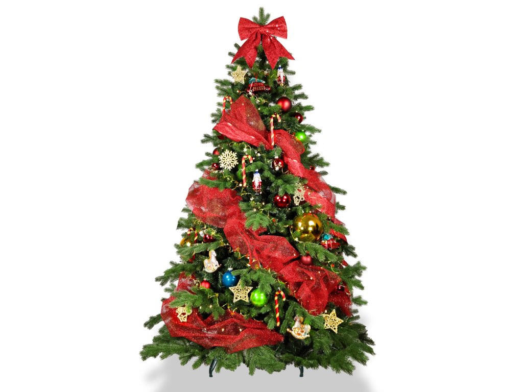 WEIHNACHTSBAUM künstlicher 270 cm, WEIHNACHTSSYMBOL, mit 152-teiligem Weihnachtsbaumschmuck, inkl. Metallständer und Aufbewahrungsbox - Blau/Rot, Kunststoff/Metall (157/270cm) - LAALU