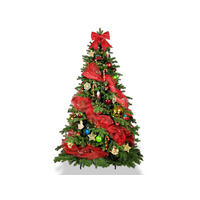 WEIHNACHTSBAUM künstlicher 270 cm, WEIHNACHTSSYMBOL, mit 152-teiligem Weihnachtsbaumschmuck, inkl. Metallständer und Aufbewahrungsbox - Blau/Rot, Kunststoff/Metall (157/270cm) - LAALU
