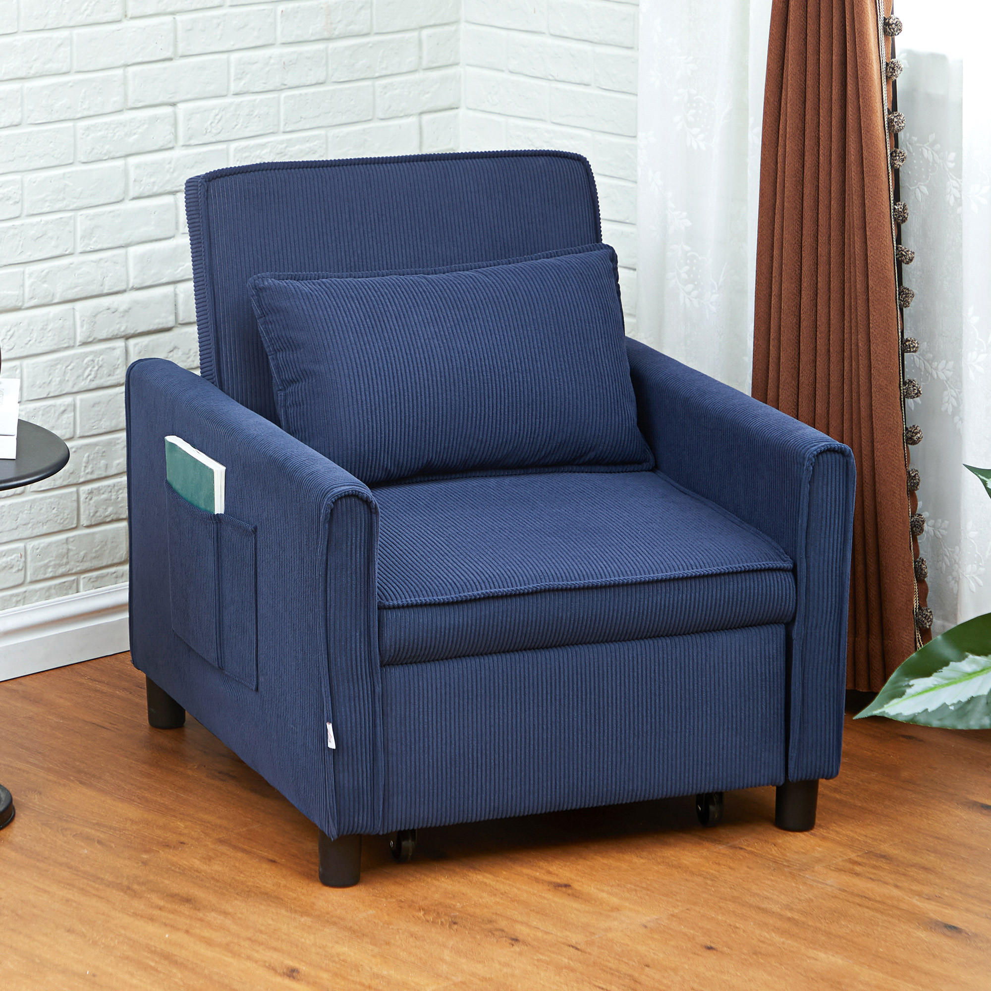 SCHLAFSESSEL, 3-in-1 , Kord, Blau - Blau, Kunststoff (84/81/74cm) - HOMCOM