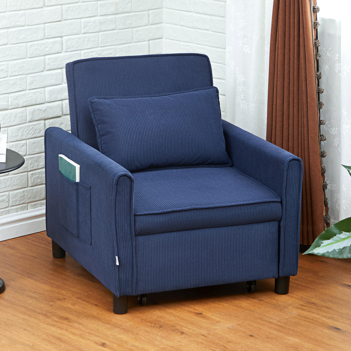 SCHLAFSESSEL, 3-in-1 , Kord, Blau - Blau, Kunststoff (84/81/74cm) - HOMCOM