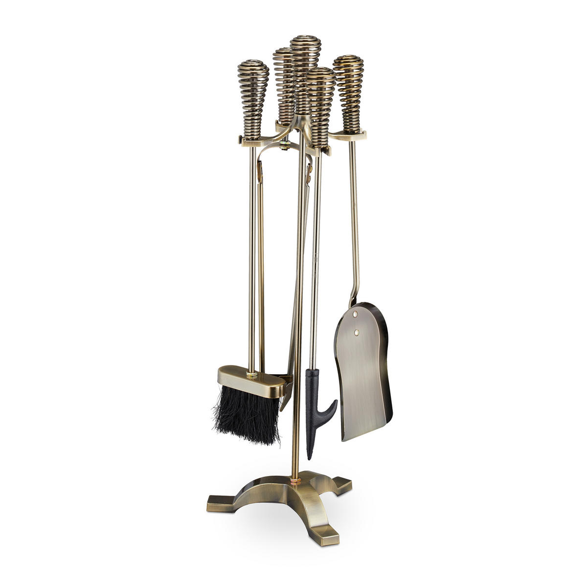5-TLG.KAMINBESTECK-SET - Goldfarben, Kunststoff/Metall (22/64/20cm) - Relaxdays