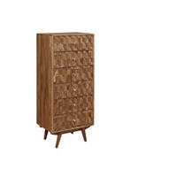KOMMODE Akazie 53x42x125 natur lackiert MOSAYK #108 - Braun, Holz (53/125/42cm) - Massivmoebel24