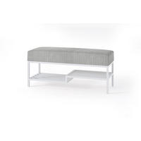 SITZBANK Mello 100 Grau, Weiße Beine, Cordstoff Bank mit Ablage - Weiß/Grau, Holzwerkstoff/Textil (100/45/35cm) - Bettso
